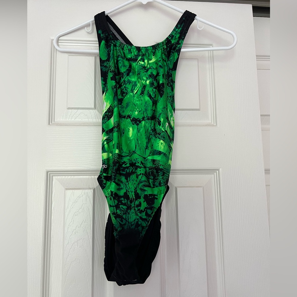 Speedo Black and Green Swimsuit Size 30